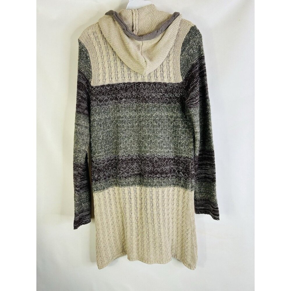 Vintage 90s Patchwork Toggle Hooded Cardigan Swea… - image 8